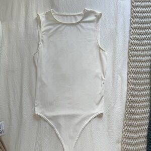 Versona White Ribbed Sleeveless Bodysuit- New Without Tags